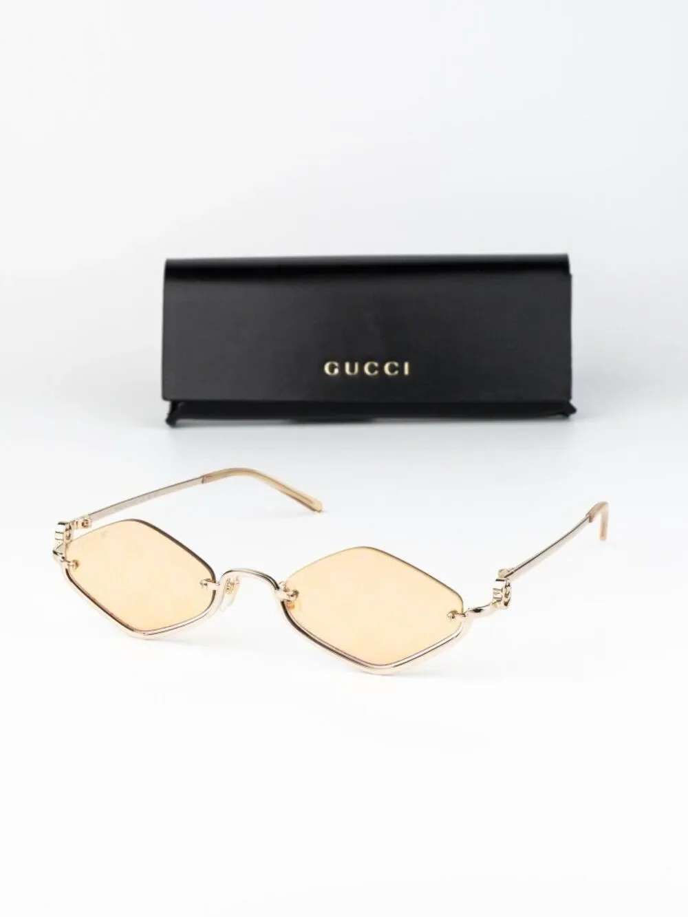 Gucci Men Sunglasses Gold Mirror GG Pattern Cat Eye GG1604S 004 NEW AUTHENTIC